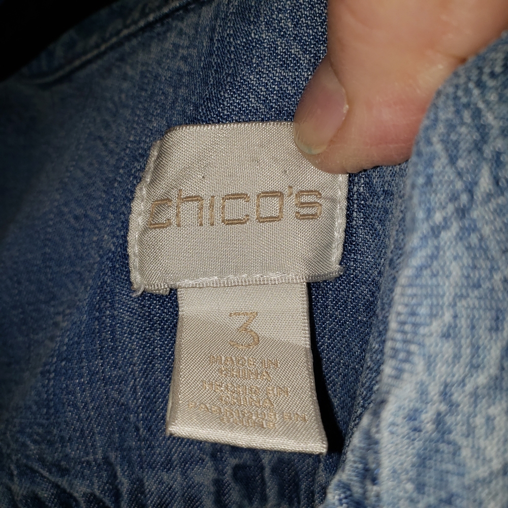 Chico's Classic Blue Denim Shirt - Chico's 3 - Picture 4 of 6